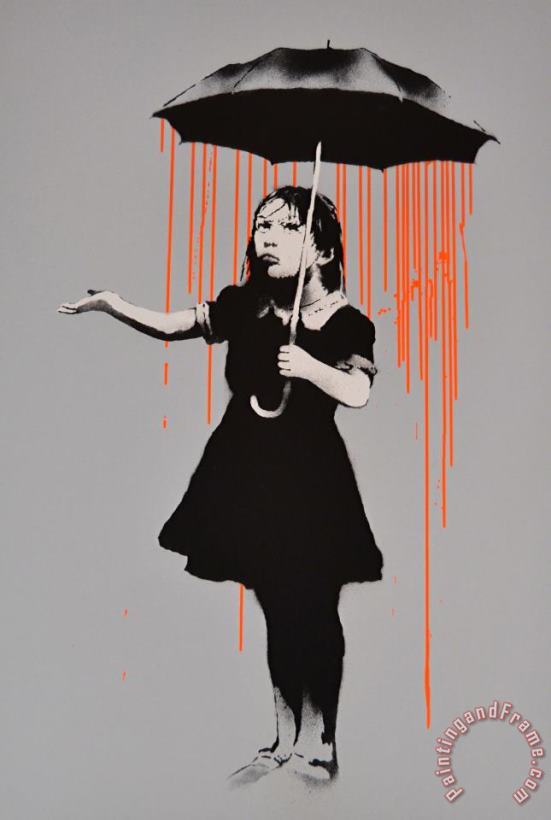 Nola, Dark Orange to Orange Rain, 2008 painting - Banksy Nola, Dark Orange to Orange Rain, 2008 Art Print