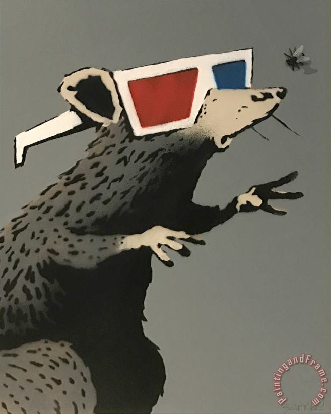 Rat with 3d Glasses, 2010 painting - Banksy Rat with 3d Glasses, 2010 Art Print