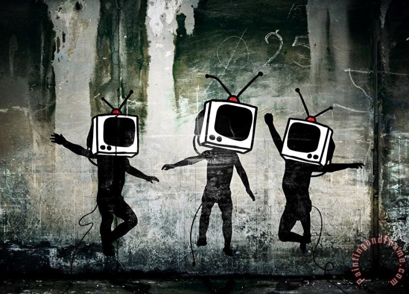 Television Tv painting - Banksy Television Tv Art Print