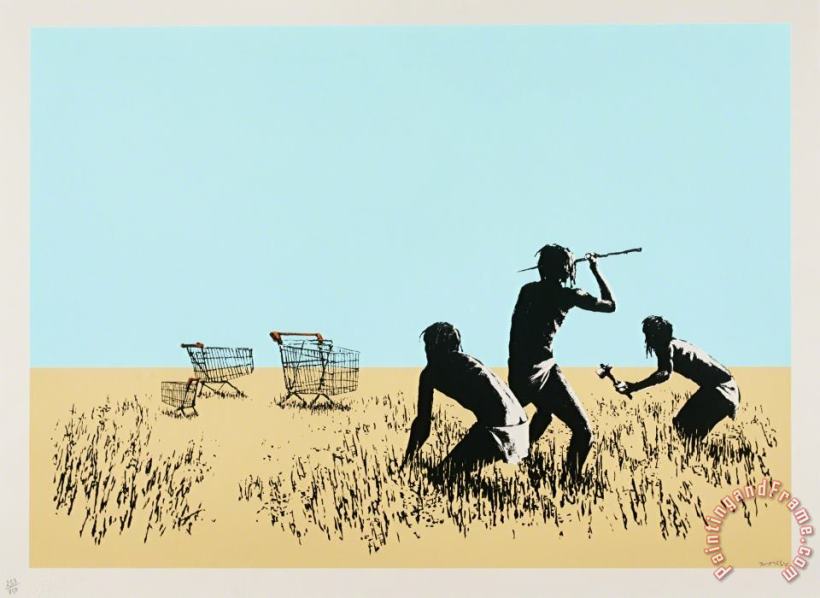 Banksy Trolleys (colour), 2007 Art Print
