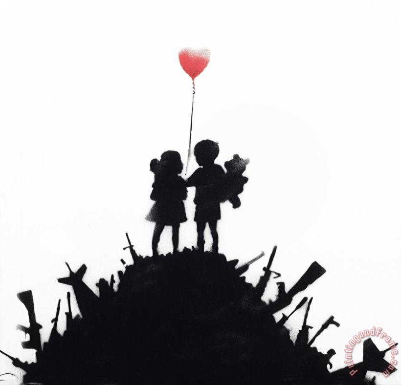 Banksy Victory Bomb Children Red Art Print