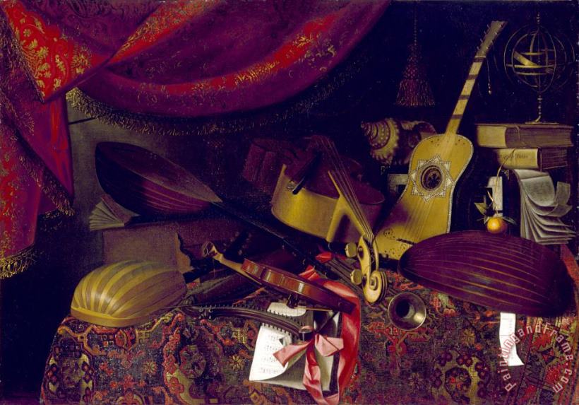 Bartolomeo Bettera Still Life with Musical Instruments Art Painting
