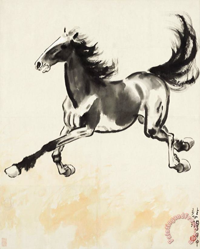 Beihong Xu Galloping Horse Art Painting