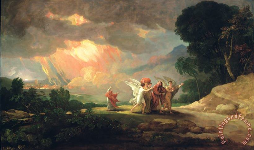 Lot Fleeing from Sodom painting - Benjamin West Lot Fleeing from Sodom Art Print
