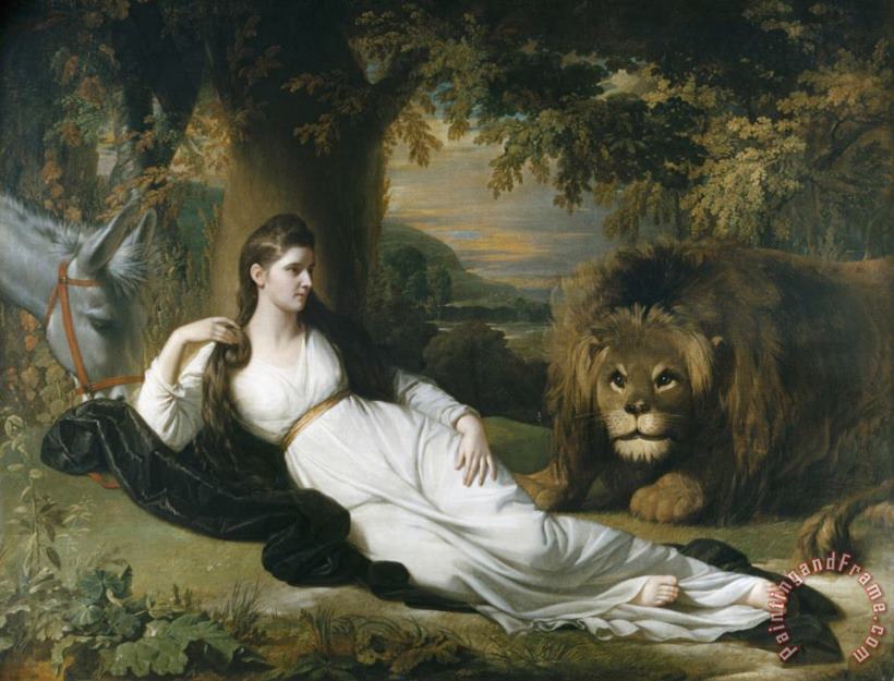 Una And The Lion (mary Hall in The Character of Una) painting - Benjamin West Una And The Lion (mary Hall in The Character of Una) Art Print