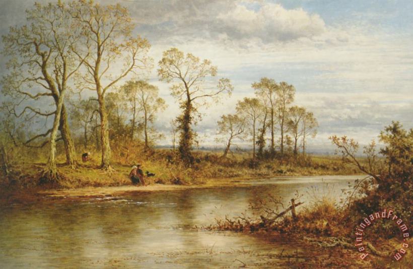 An English River painting - Benjamin Williams Leader An English River Art Print