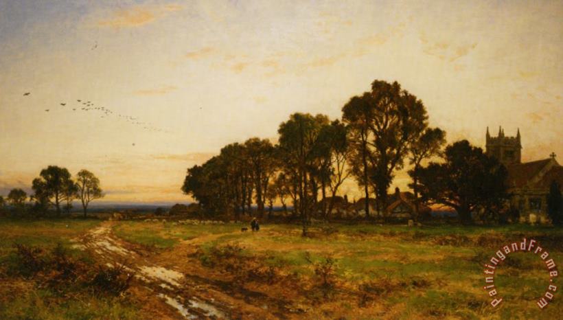 Benjamin Williams Leader The Close of Day Worvestershire Meadows Art Painting