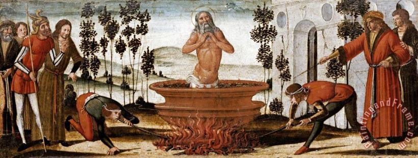Benvenuto di Giovanni Saint John The Evangelist in a Vat of Boiling Oil: a Predella Panel Art Painting