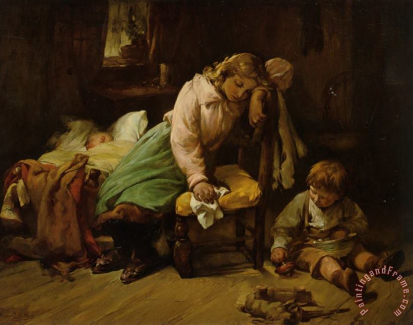 The Young Mother painting - Bernard De Hoog The Young Mother Art Print