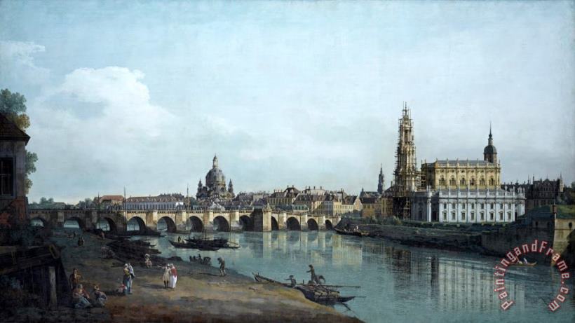 Dresden Seen From The Right Bank of The Elbe, Beneath The Augusts Bridge painting - Bernardo Bellotto Dresden Seen From The Right Bank of The Elbe, Beneath The Augusts Bridge Art Print