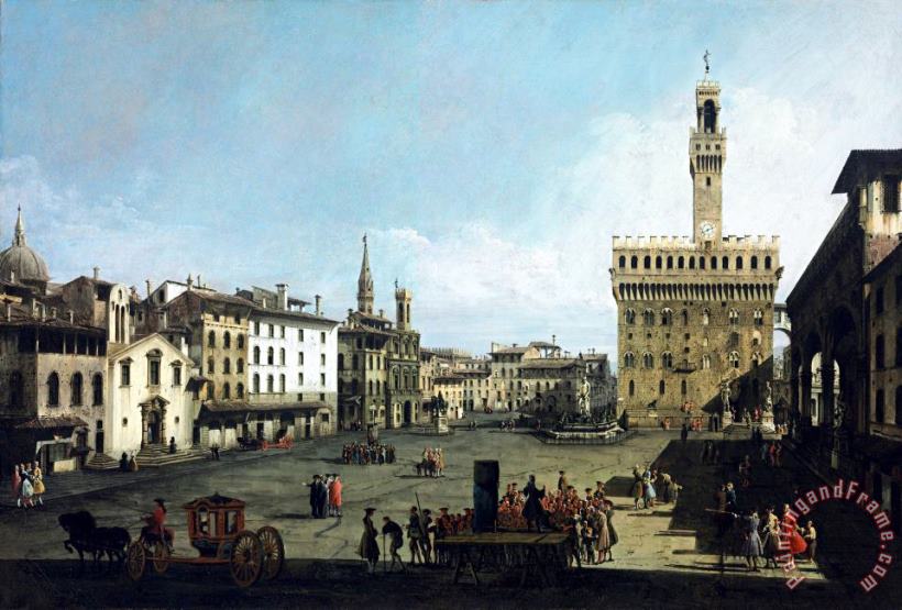 Bernardo Bellotto The Piazza Della Signoria And Palazzo Vecchio in Florence Art Painting