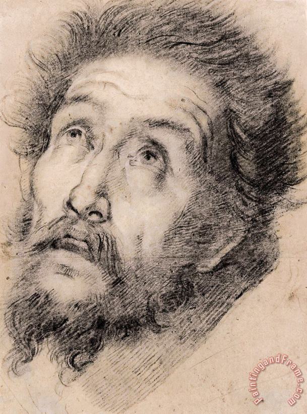 Bernardo Strozzi Study for St Francis of Assisi Adoring The Cross Art Painting