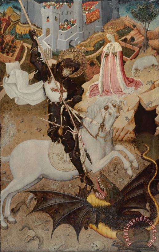 Saint George Killing The Dragon - 1434-35 painting - Bernat Martorelli Saint George Killing The Dragon - 1434-35 Art Print