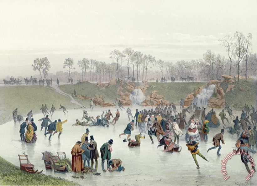 Skaters on the Lake at Bois de Boulogne painting - Berthe Morisot Skaters on the Lake at Bois de Boulogne Art Print