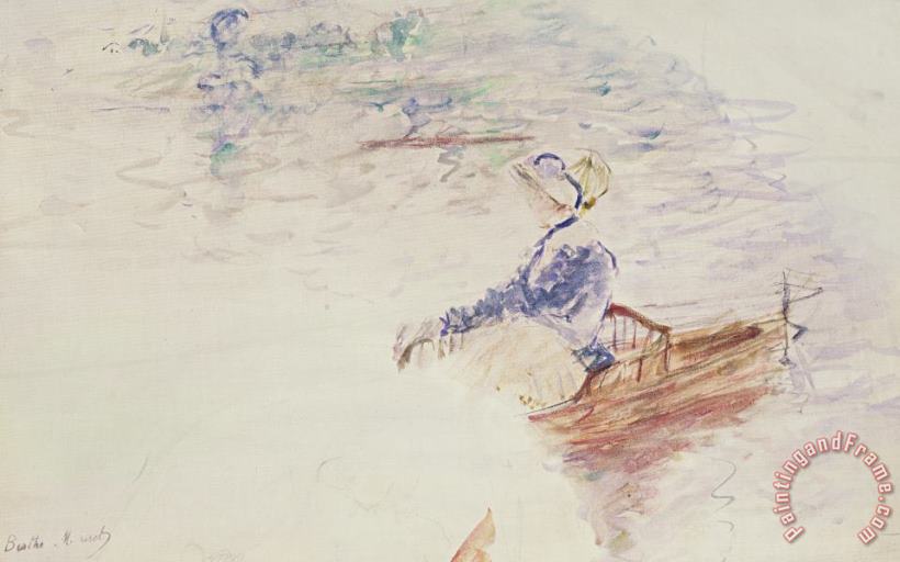 Berthe Morisot Sketch Of A Young Woman In A Boat Art Painting
