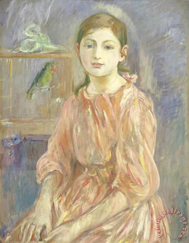 The Artist's Daughter with a Parakeet painting - Berthe Morisot The Artist's Daughter with a Parakeet Art Print