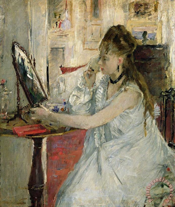 Young Woman Powdering her Face painting - Berthe Morisot Young Woman Powdering her Face Art Print