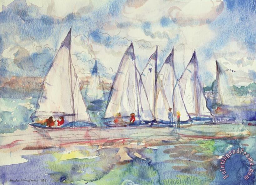Blue Sailboats painting - Brenda Brin Booker Blue Sailboats Art Print
