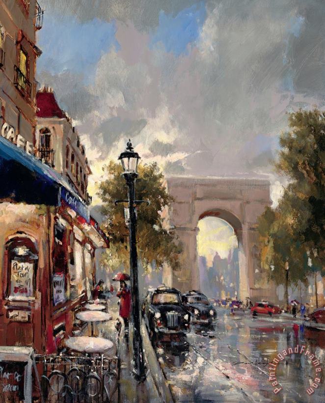 Arc De Triomphe Avenue painting - brent heighton Arc De Triomphe Avenue Art Print