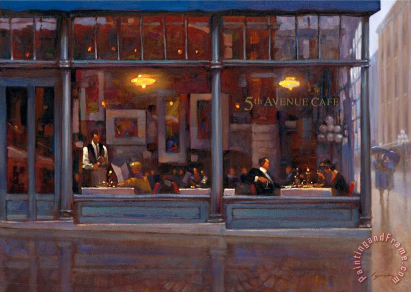 Fifth Avenue Cafe 2 painting - brent lynch Fifth Avenue Cafe 2 Art Print