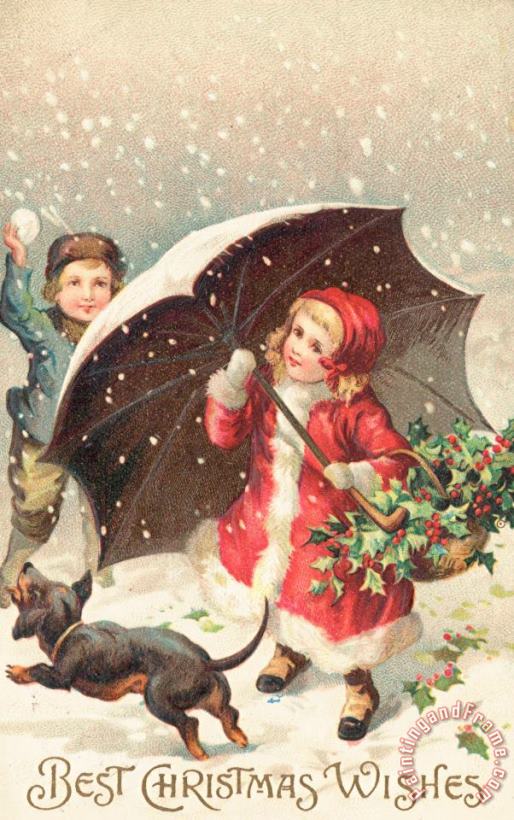 Christmas Card painting - British School Christmas Card Art Print