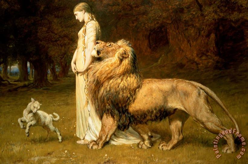 Una And Lion From Spensers Faerie Queene painting - Briton Riviere Una And Lion From Spensers Faerie Queene Art Print