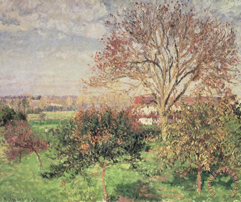 Autumn Morning at Eragny painting - Camille Pissarro Autumn Morning at Eragny Art Print