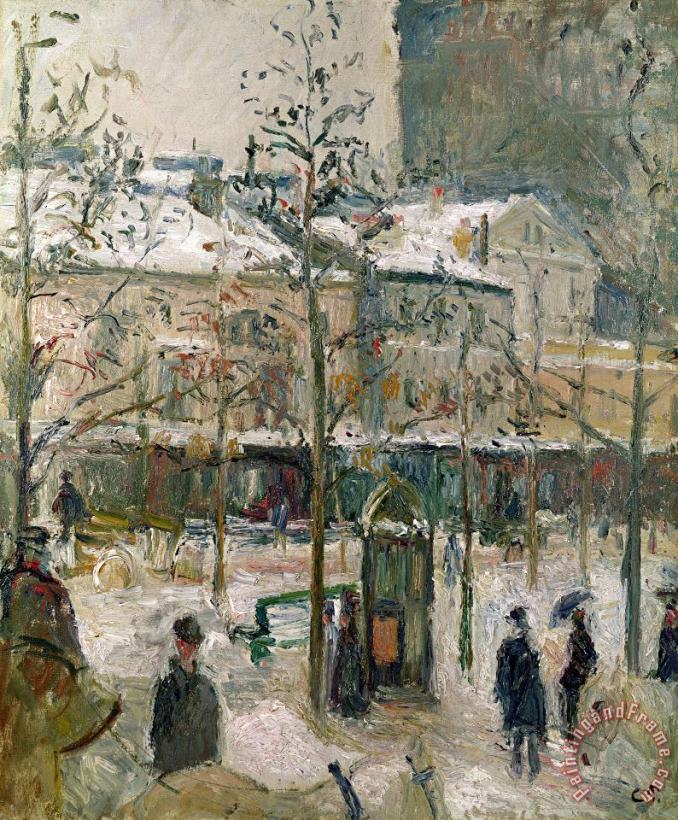 Boulevard de Rocheouart in Snow painting - Camille Pissarro Boulevard de Rocheouart in Snow Art Print