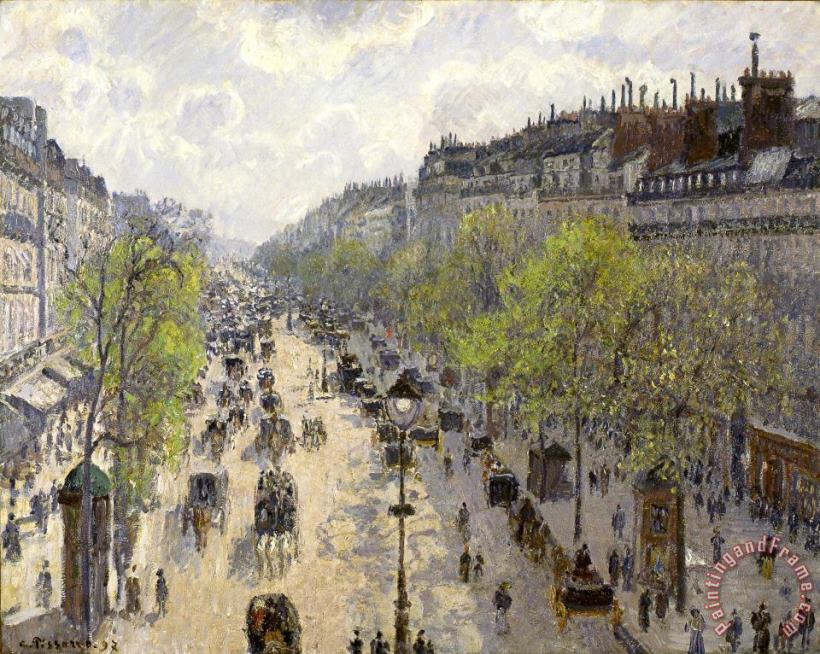 Boulevard Montmartre, Spring painting - Camille Pissarro Boulevard Montmartre, Spring Art Print