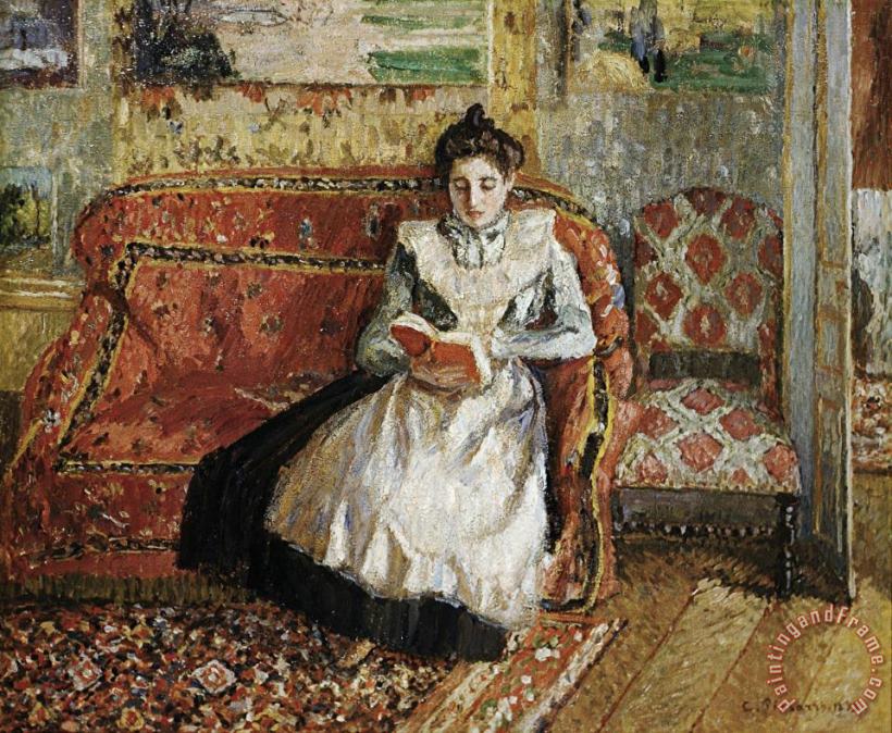 Jeanne Pissarro, Reading painting - Camille Pissarro Jeanne Pissarro, Reading Art Print