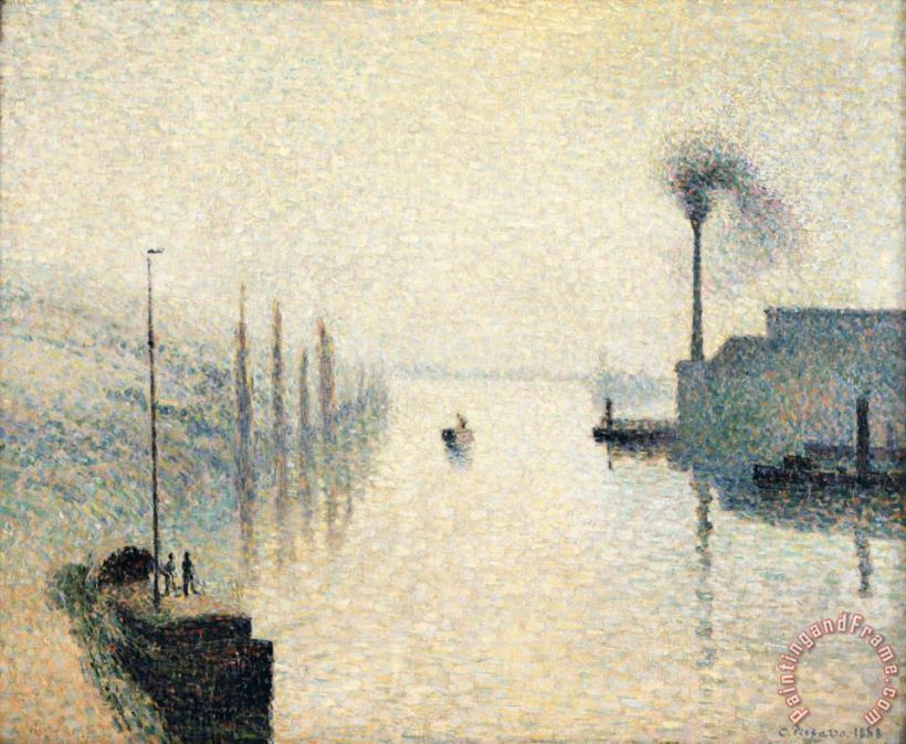 L'ile Lacroix, Rouen (the Effect of Fog) painting - Camille Pissarro L'ile Lacroix, Rouen (the Effect of Fog) Art Print