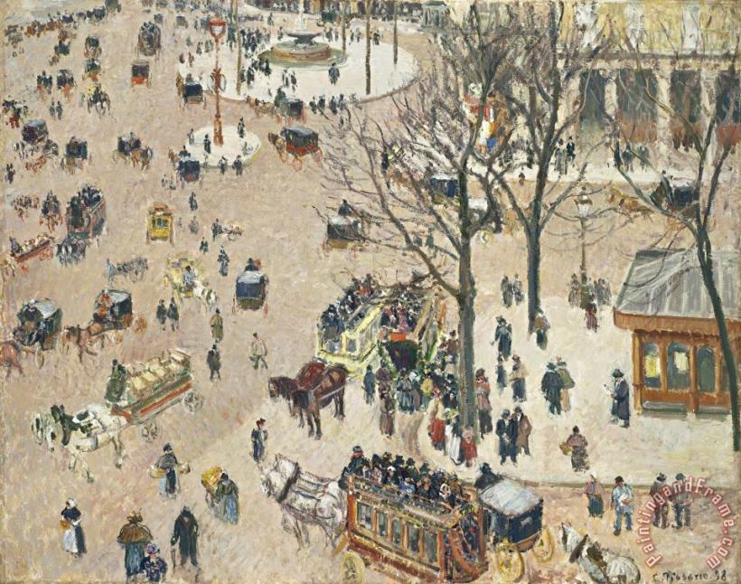 La Place Du Theatre Francais painting - Camille Pissarro La Place Du Theatre Francais Art Print