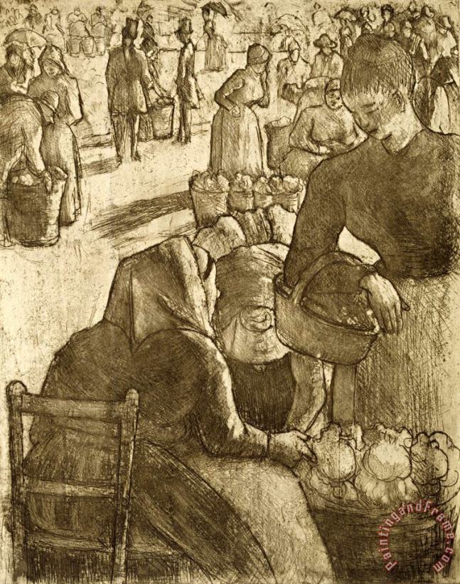 Marche Aux Legumes a Pontoise painting - Camille Pissarro Marche Aux Legumes a Pontoise Art Print