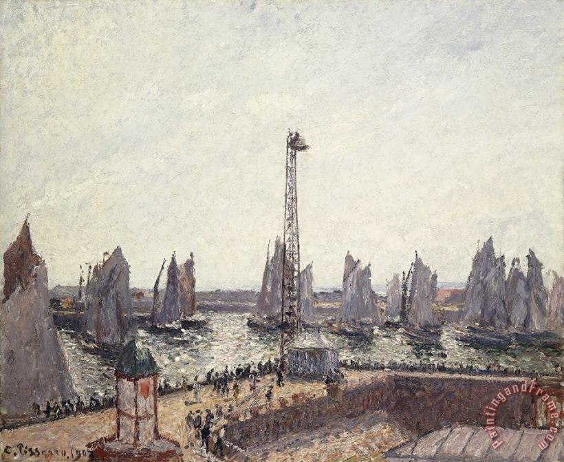 Outer Harbor And Cranes Le Havre painting - Camille Pissarro Outer Harbor And Cranes Le Havre Art Print
