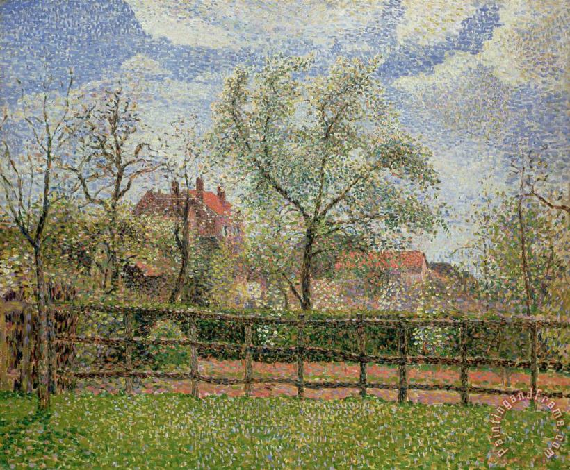 Pear Trees and Flowers at Eragny painting - Camille Pissarro Pear Trees and Flowers at Eragny Art Print
