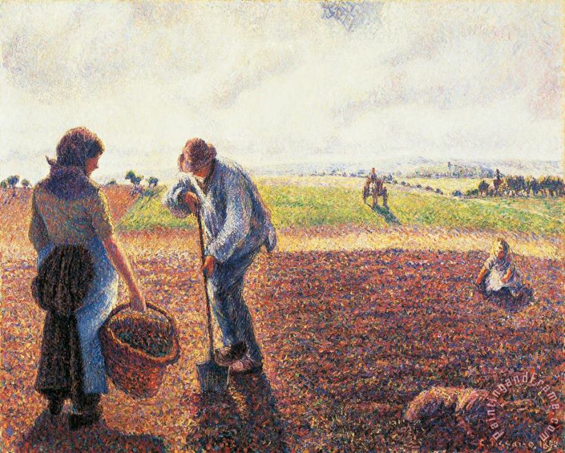 Camille Pissarro Peasants In The Field Eragny Art Print