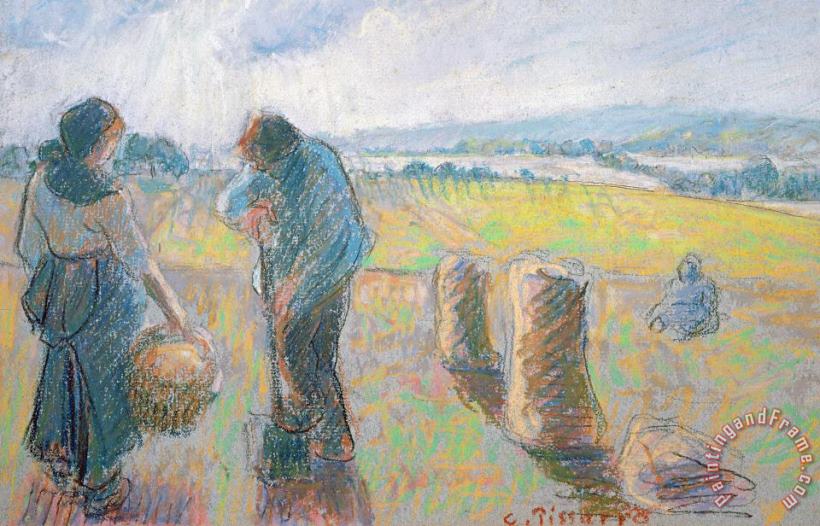 Camille Pissarro Peasants In The Fields Art Print