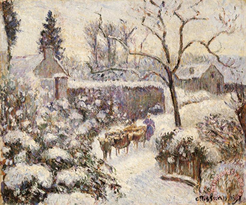 Camille Pissarro Snow at Montfoucaul Art Print