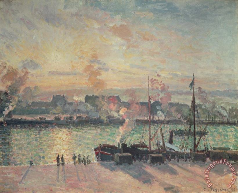 Camille Pissarro Sunset at Rouen Art Painting