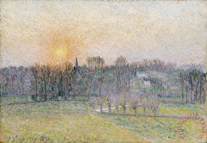 Camille Pissarro Sunset, Bazincourt Art Painting