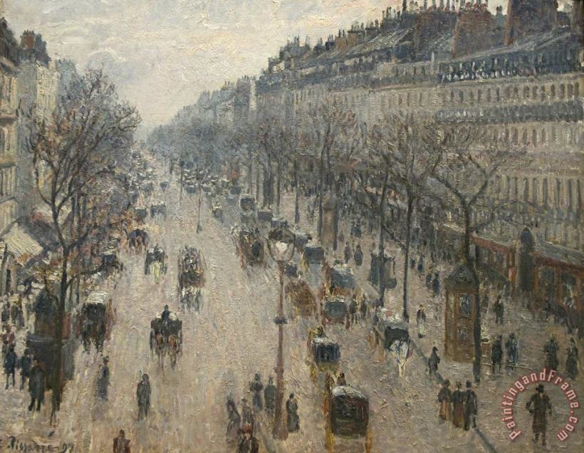 The Boulevard Montmartre on a Winter Morning painting - Camille Pissarro The Boulevard Montmartre on a Winter Morning Art Print