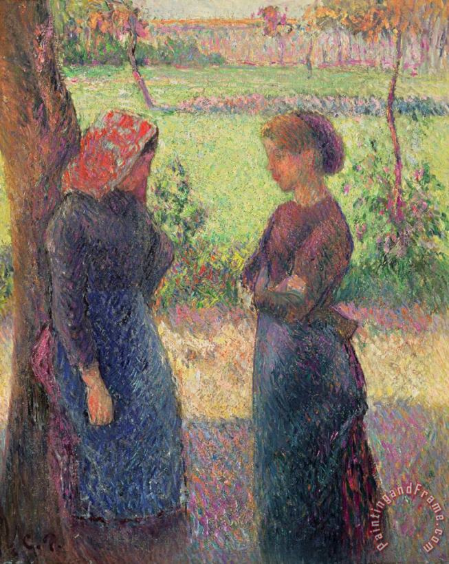 The Chat painting - Camille Pissarro The Chat Art Print