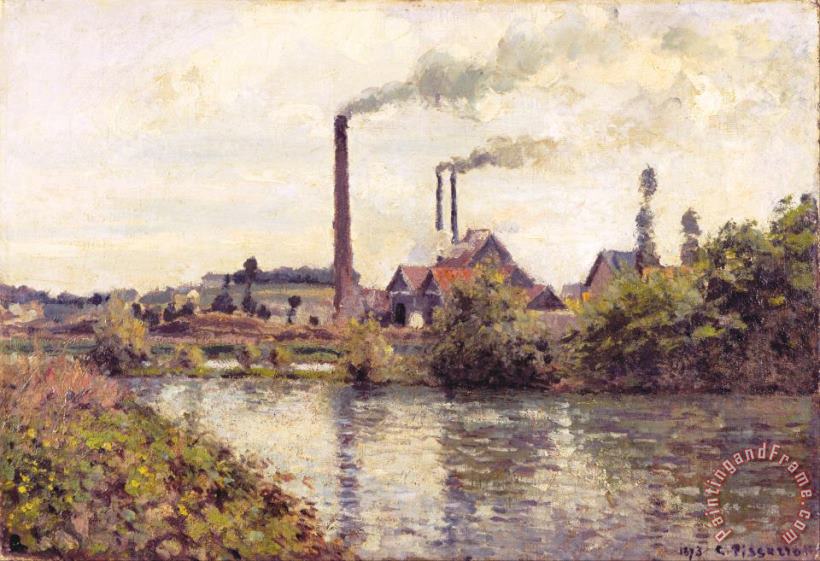 The Factory at Pontoise painting - Camille Pissarro The Factory at Pontoise Art Print