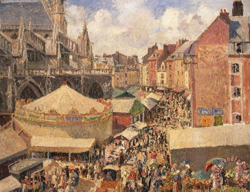 The Fair in Dieppe painting - Camille Pissarro The Fair in Dieppe Art Print