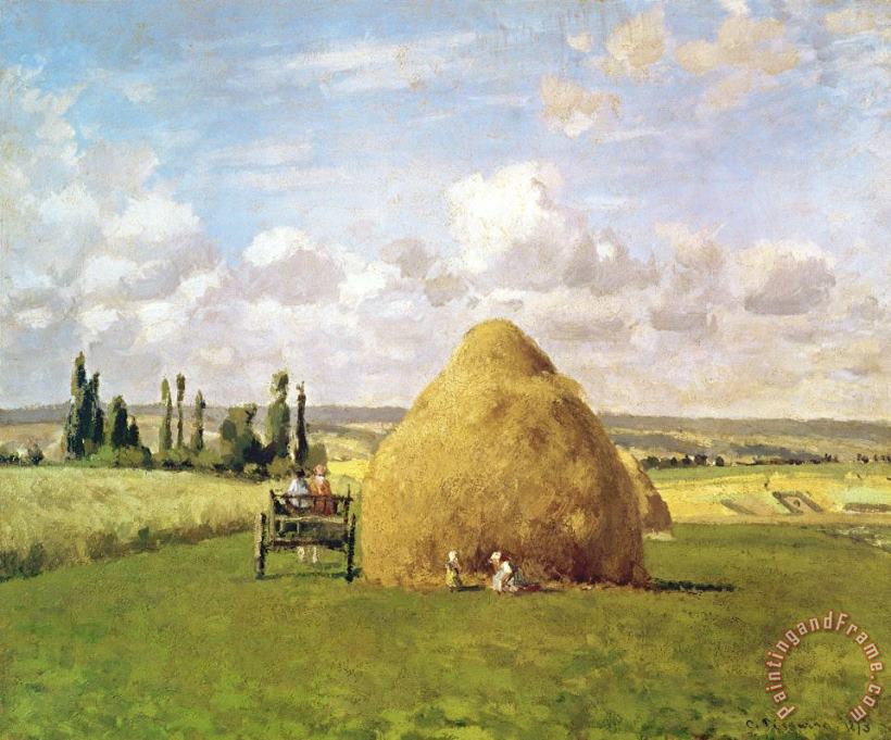 The Haystack painting - Camille Pissarro The Haystack Art Print