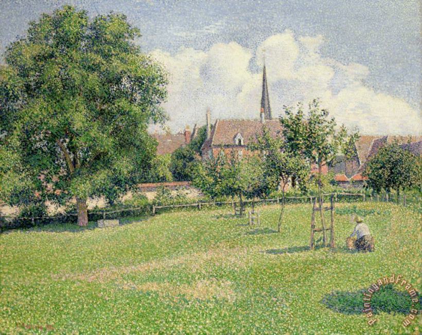 The House of the Deaf Woman and the Belfry at Eragny painting - Camille Pissarro The House of the Deaf Woman and the Belfry at Eragny Art Print