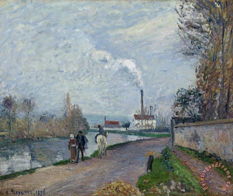 Camille Pissarro The Oise Near Pontoise in Grey Weather Art Painting