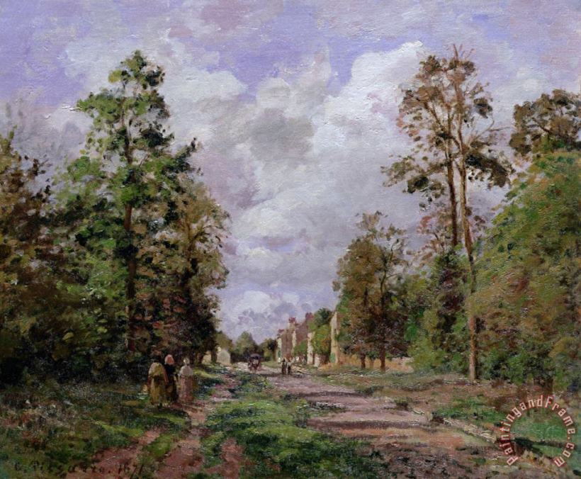 Camille Pissarro The Road to Louveciennes at The Edge of The Wood Art Painting