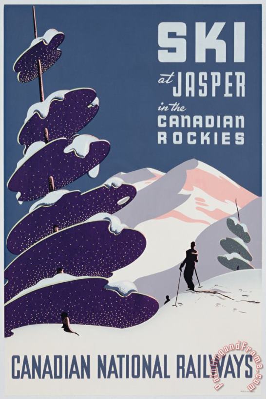 Poster Advertising The Canadian Ski Resort Jasper painting - Canadian School Poster Advertising The Canadian Ski Resort Jasper Art Print