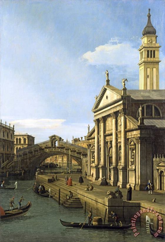 Canaletto Capriccio: The Rialto Bridge And The Church of S. Giorgio Maggiore Art Print